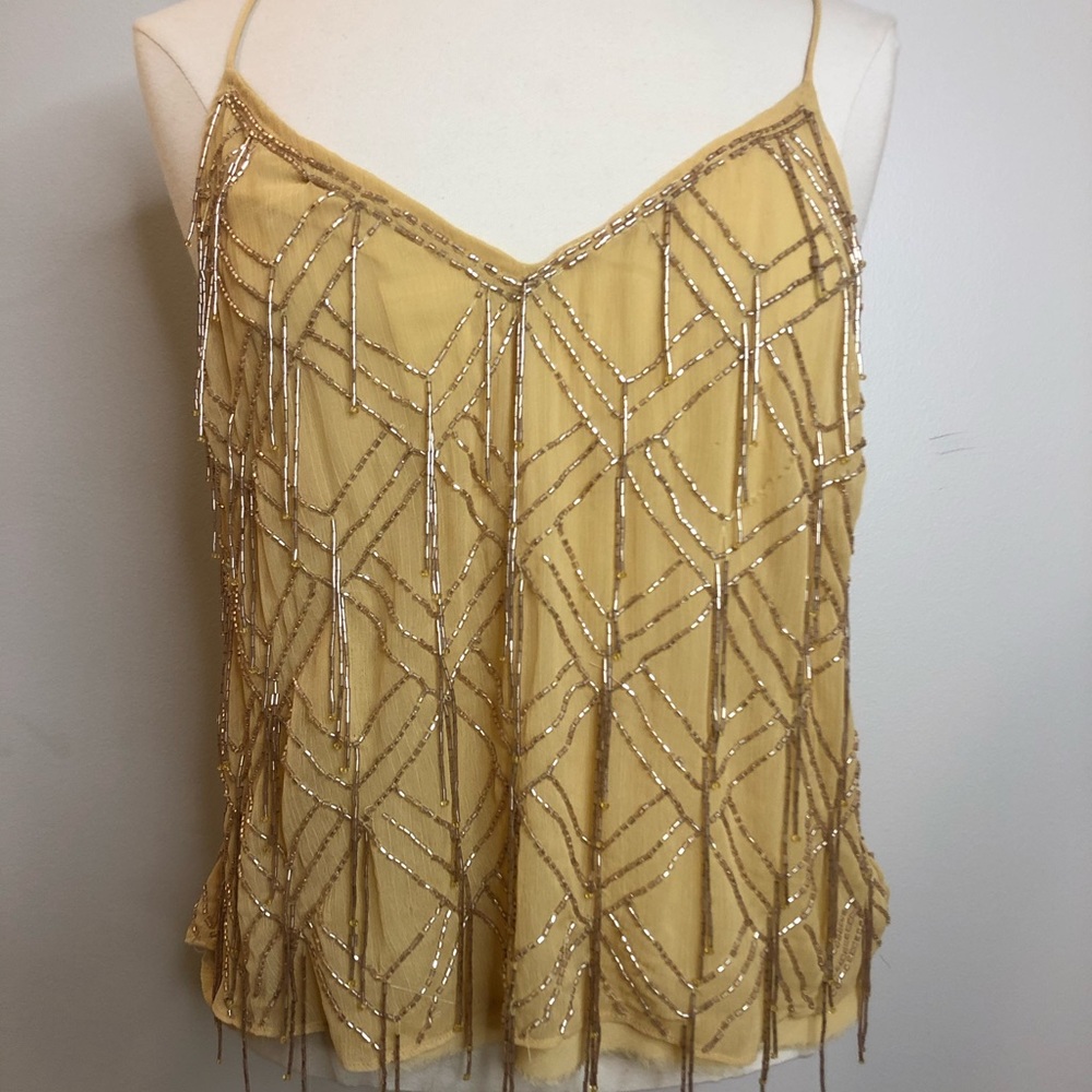 Free People Beaded Yellow/Mustard Cami Top